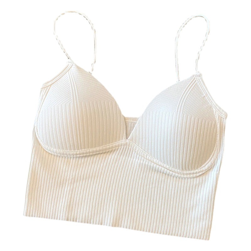 Cross-border hot thread short strap beauty back one-piece fixed Cup wrapped chest outer wear bottoming tube top
