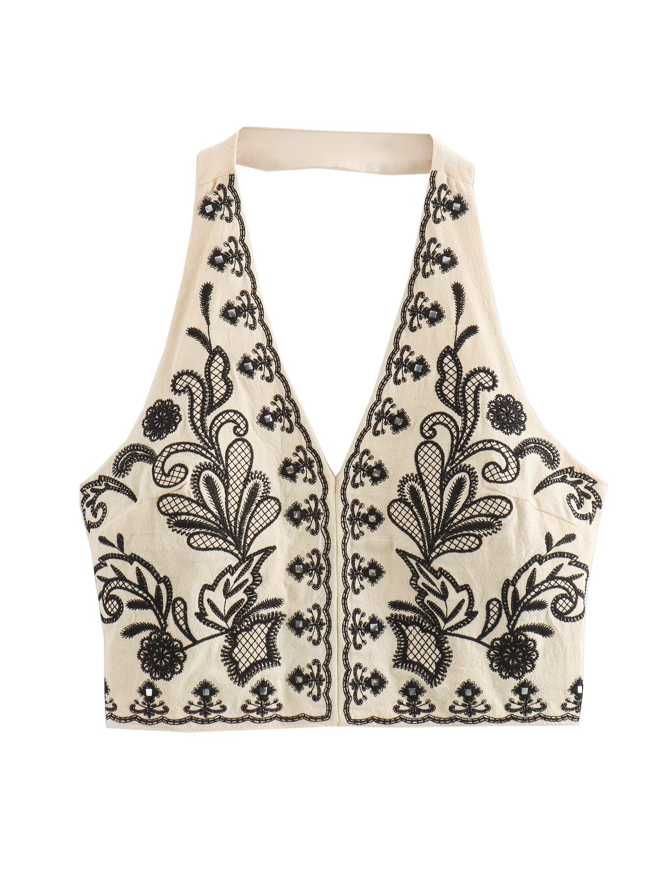 Picture of Europe and the United States cross-border new 2024 foreign trade women's wholesale ZRA embroidery hanging neck collar short jacket overskirt suit