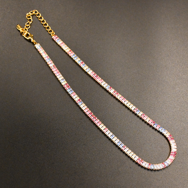 Picture of Colorful Alloy Jewelry suit Niche Simple Rainbow Necklace Bracelet Earrings Female Qingdao Middle Ancient Jewelry