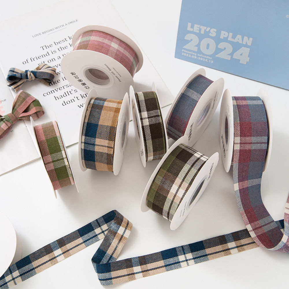 British Style Plaid Ribbon Headwear Hairband Hairpin Decoration Bow DIY Handmade Material Clothing Ribbon Accessories