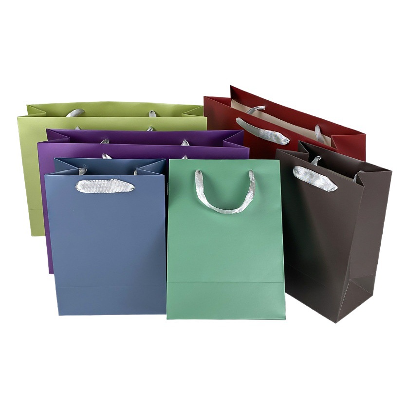 Gift bag portable paper bag thickened high-end clothing store bag ins Wind shopping white cardboard bag color printing log
