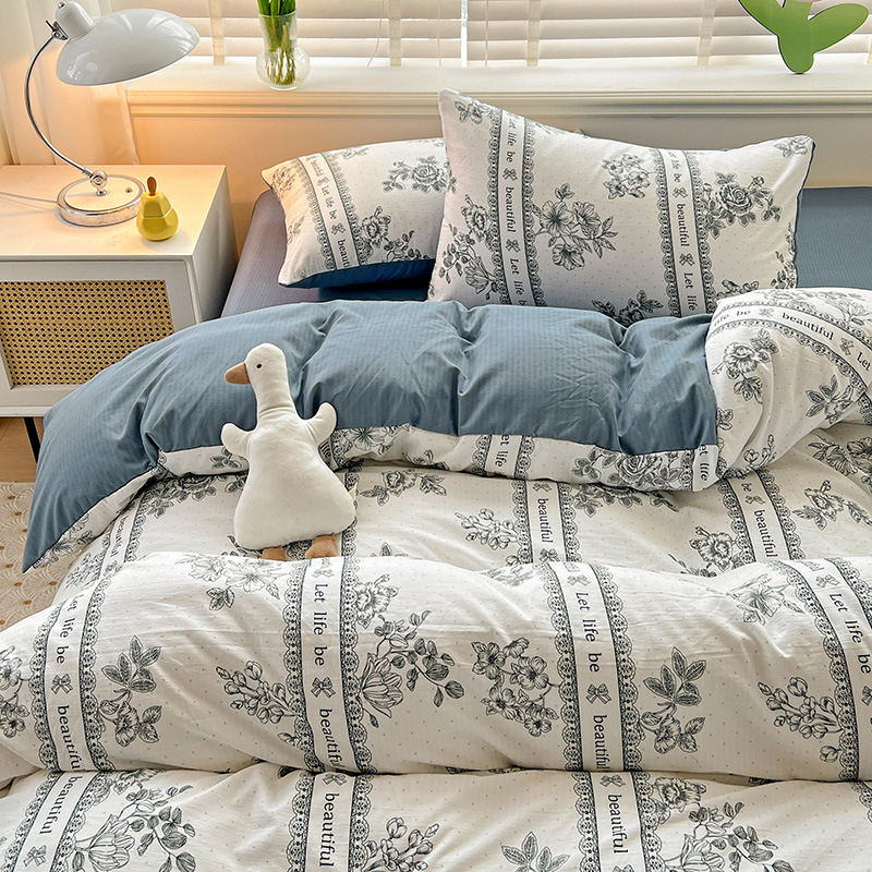 Picture of Category a Maternal and Infant Grade Small Fresh Floral Xiaozhu Cotton Quilt Cover Single Piece Skin-Friendly Washed Cotton Thickeneded Quilt Cover Wholesale
