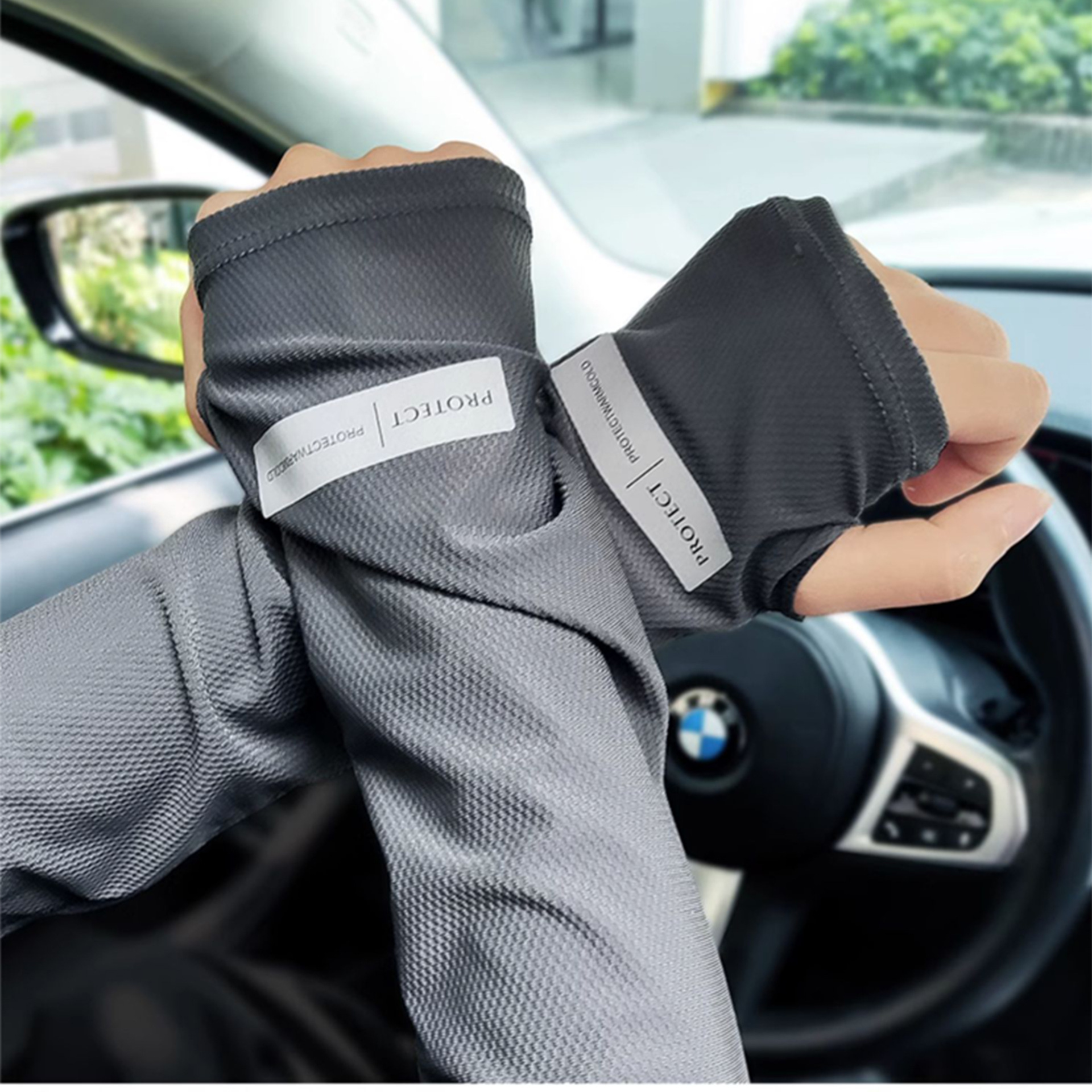 Reflective Label Ice Silk Hand Sleeves Anti-Uv New Summer Loose Men and Women Driving and Cycling Fashion Ice Sleeves Sun Protection