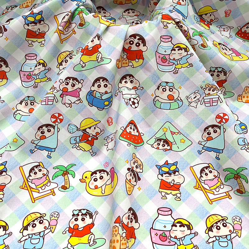 Crayon Shin-Chan 100% Cotton 60-Count Poplin Digital Print Women's Dress Shirt Skirt Fabric 1.0m Price