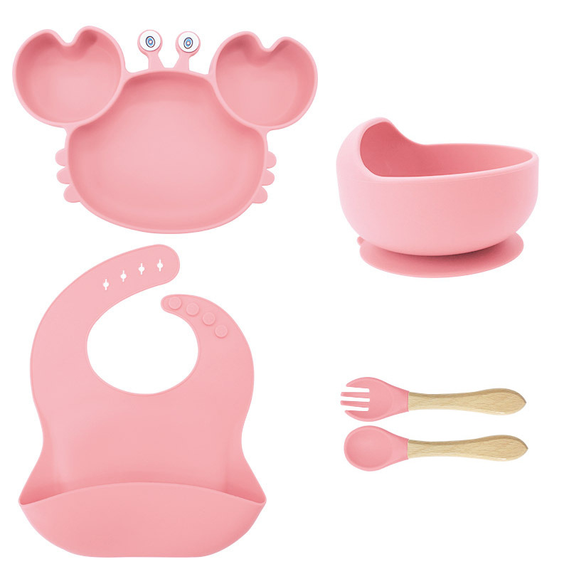 Picture of Baby silicone tableware crab plate suit food supplement bowl bib food grade tableware suit factory direct supply cross-border