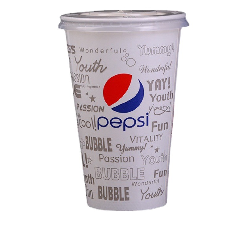 Disposable Coke Paper Cup Thickened Double Coated Hot and Cold Drink Cup Commercial Takeaway Pepsi Coca-Cola Paper Cup Manufacturer