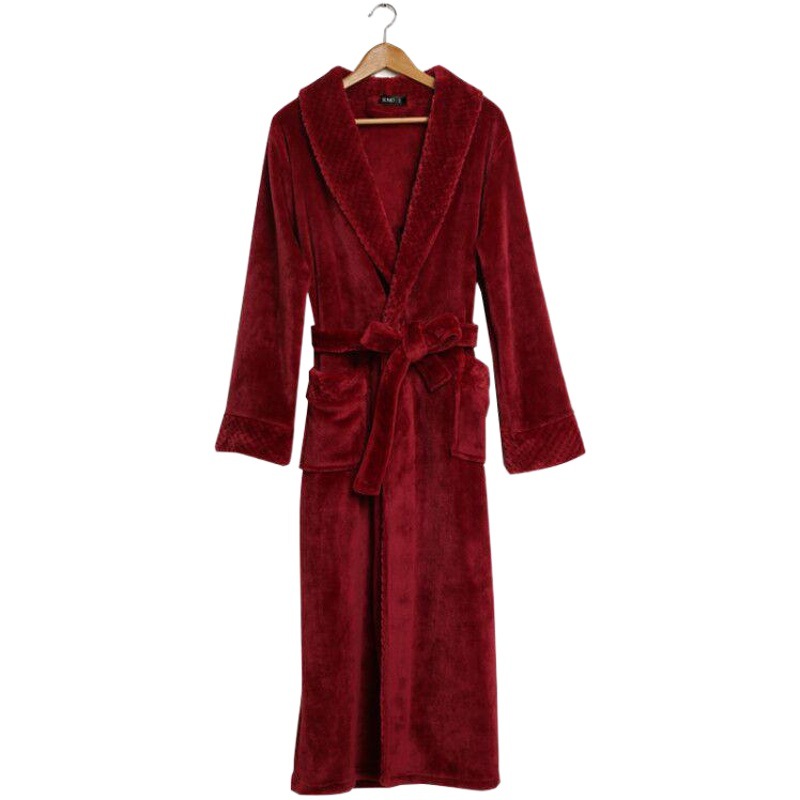 Autumn and Winter Large Size Flannel Couple's Nightgown for Men and Women Beibei Velvet Splicing Thickeneded and Longed Bathrobe Bathrobe