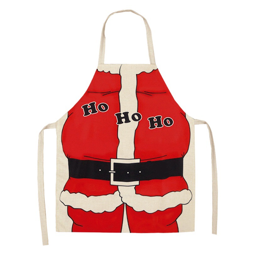 Parent-Child Kitchen Apron Merry Christmas Print Sleeveless Cotton Apron Children Men Women Home Cleaning Tools