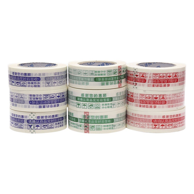 Warning words color printing tape full box wholesale printing packaging tape transparent large roll tape paper express sealing box