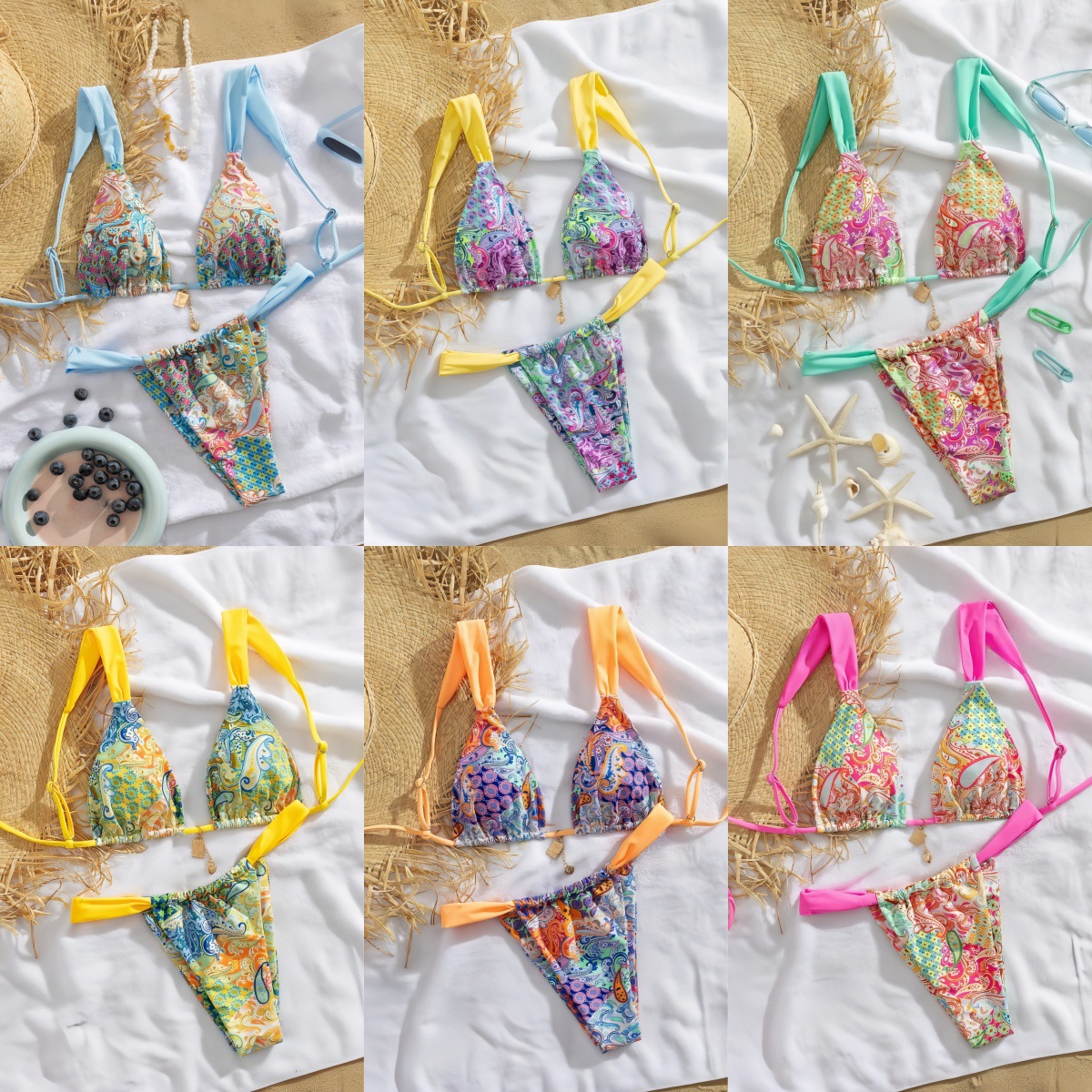 European and American Women Cross-border Factory New Split Sexy Pelis Printed Bikini Foreign Trade Swimwear Bikini