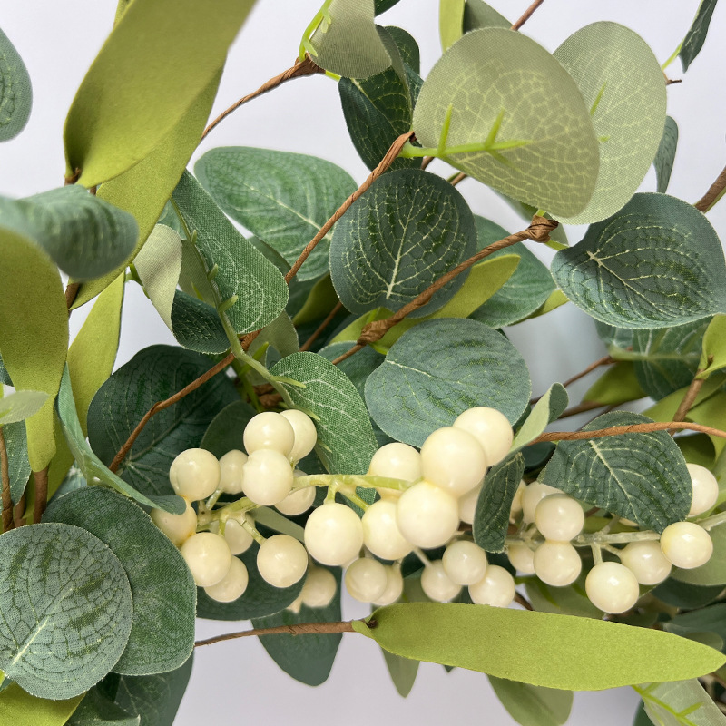Picture of Iron bottom ring 20 inch large eucalyptus wreath simulation berry wreath eucalyptus door hanging cross-border spot wholesale