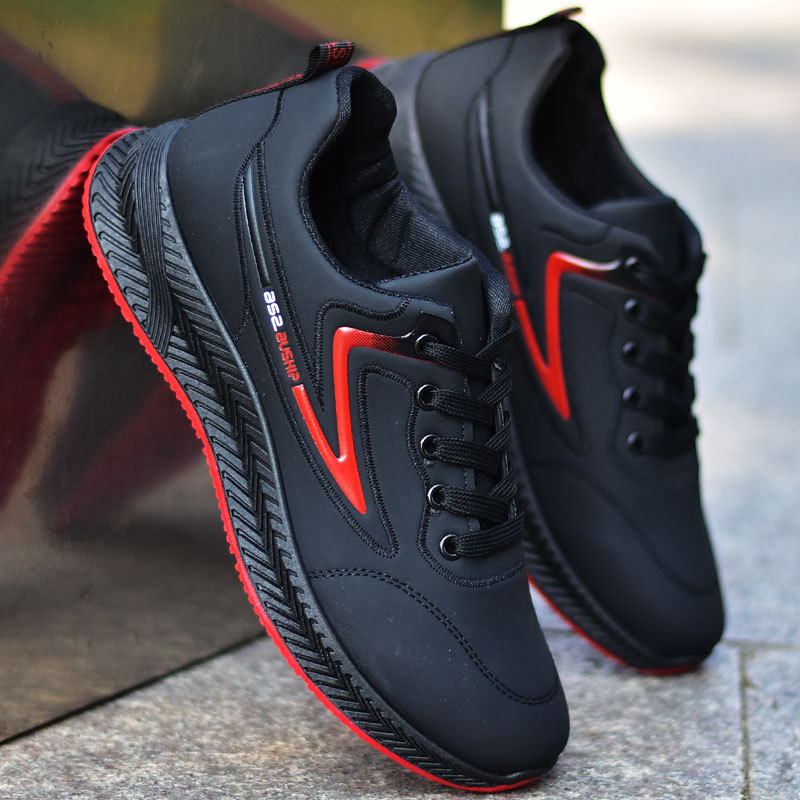 Picture of Men's Shoes, Autumn and Winter Waterproof Leather Shoes, Versatile Trendy Shoes, Black Non-Slip Sports Casual Shoes, Men's Low-Top Running Shoes