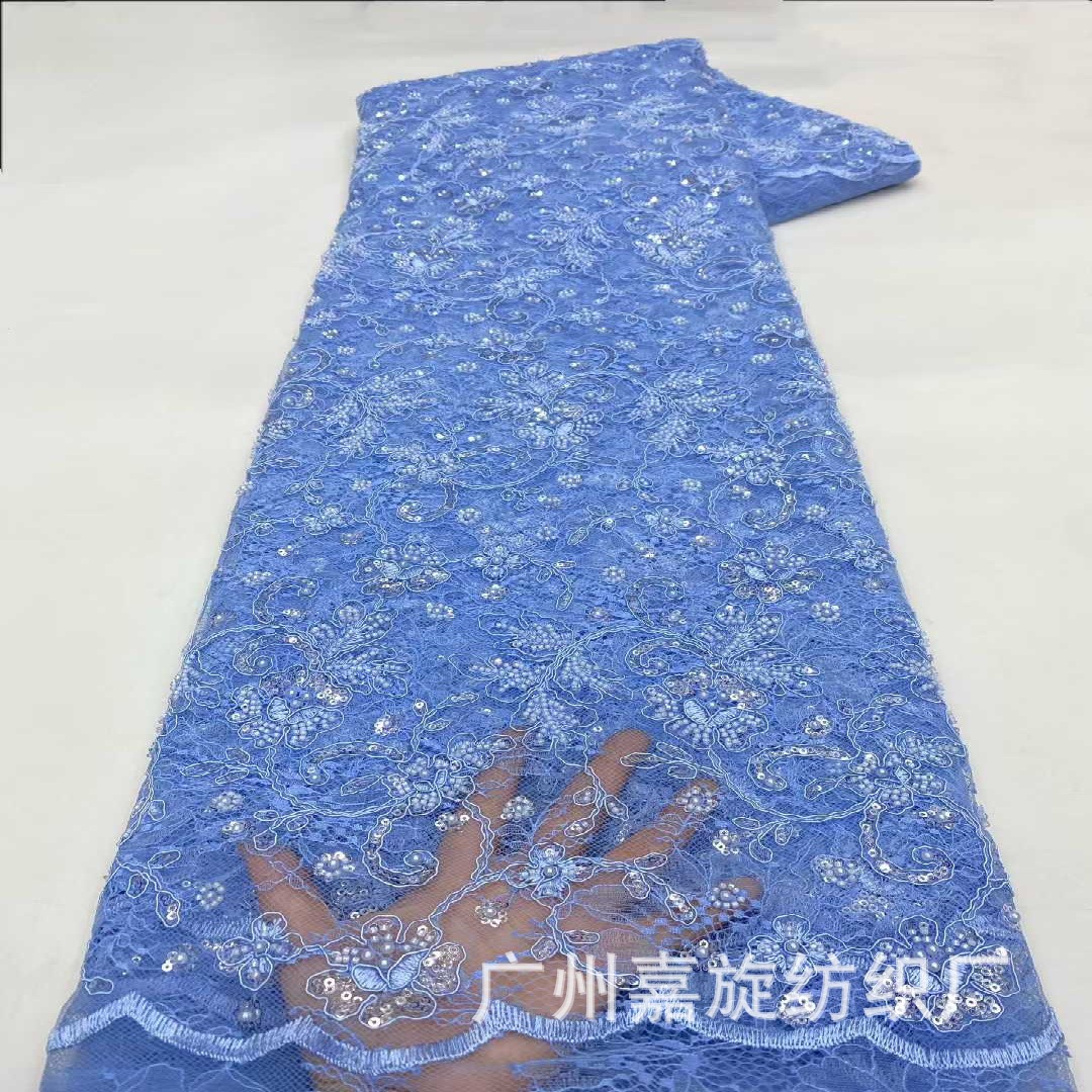 Picture of New African Middle Eastern Bone Rope Sequin Embroider Lace Fabric Dress Skirt Embroidered Cloth Embroidery Lace