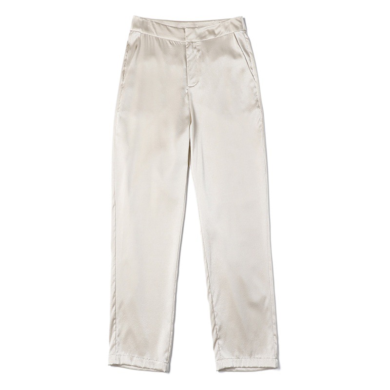 19 MMI silk stretch satin large size cropped slim harem pants silkworm silk spring and summer women's pants thin all-match
