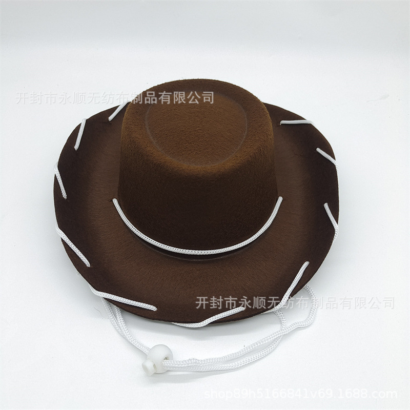 Picture of Factory wholesale brown rope cowboy hat Western big hat performance hat non-woven red rope wide brim felt hat