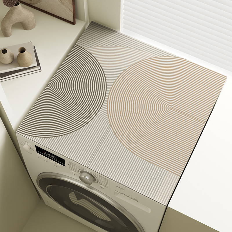 Wabi-Sabi Style Washing Machine Cover Mat, Water-Absorbent Anti-Slip Mat, Household Bedside Table, Stain-Resistant Dust-Proof Cloth, Cuttable Refrigerator Mat