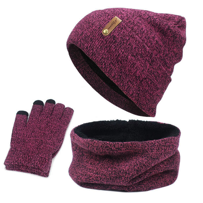 Picture of Foreign Trade Cross-Border Velvet Three-Piece Set Aliexpress Amazon Ebay Warm Suit Winter Hat Scarf Touch Screen Gloves