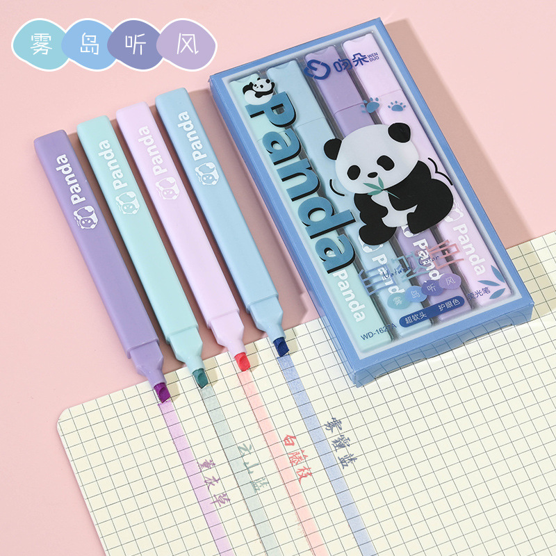 Picture of Kiss panda natural color square rod highlight pen ins cute high-looking hand account stroke key mark marker pen