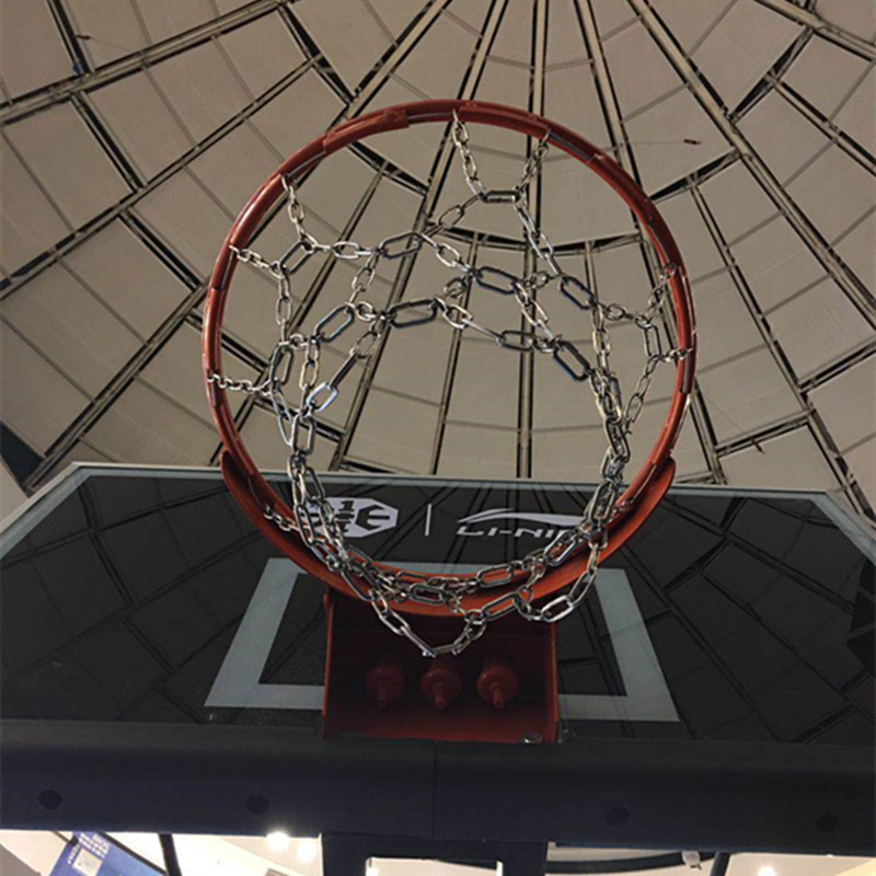 Picture of Bold Stainless Steel Basketball Net Basket Hoop Net Pocket 12 Buckles Metal Basketball Net Basketball Stand Outdoor Ball Frame Net Wholesale