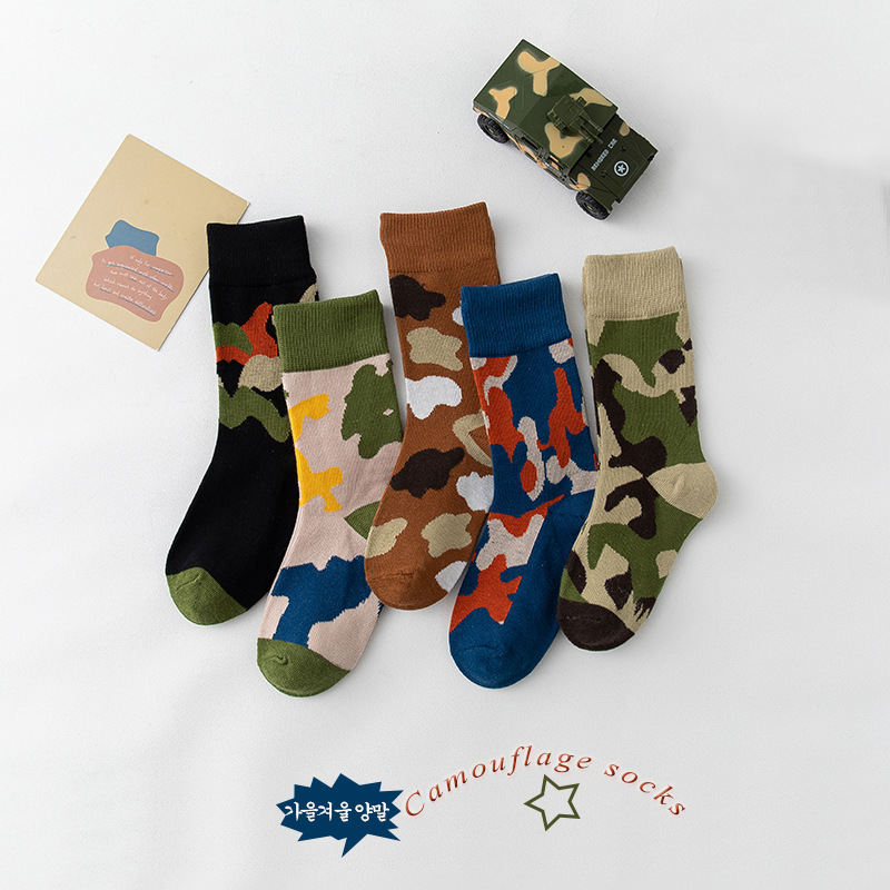 Children's socks wholesale tide socks autumn and winter camouflage baby socks sports sweat-absorbent 3-15 years old boys and girls socks