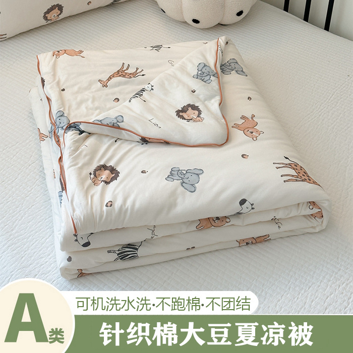 Class A Maternal and Infant Grade Summer Cool Quilt Washable Quilt Summer Children's Cartoon Printed Kindergarten Single Thin Air Conditioning Quilt