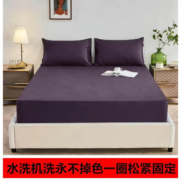 Picture of Bed sheet single-piece fitted sheet all-inclusive bedspread mattress protective cover washed cotton summer maternal and child washed cotton fitted sheet three-piece set