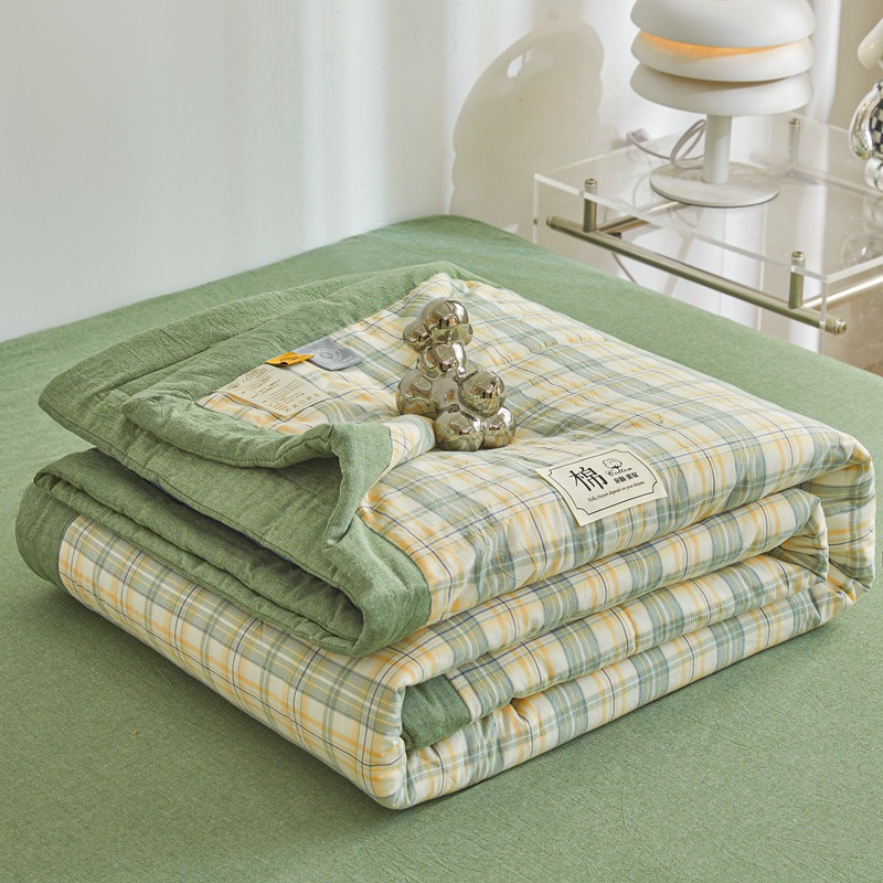 Picture of Class A Maternal and Infant Grade Xinjiang Cotton Summer Quilt Non-printed Wind-washed Cotton Summer Cool Quilt Plaid Air-conditioning Quilt Summer Thin Quilt