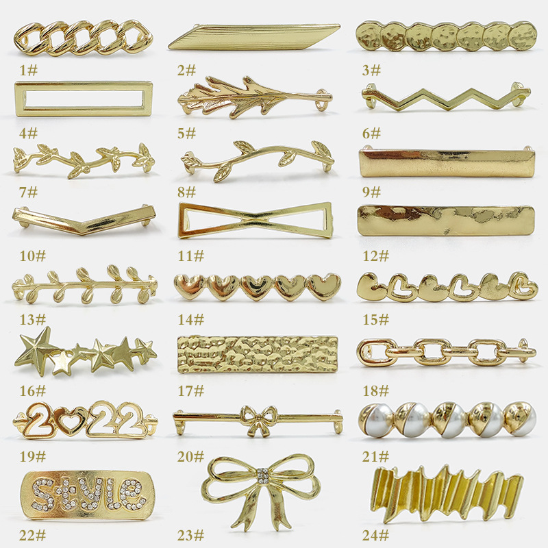 Metal Shoelace Decorative Buckle Gap Geometric Pattern Simple Line Clause Board Shoe Buckle White Shoes Trendy Shoes Accessories