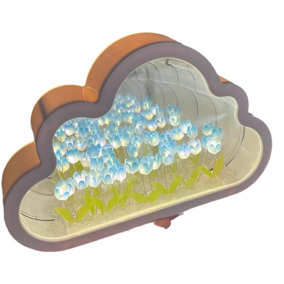 Tulip Clouds Nightlight Desktop Ornaments DIY Mirror High Sense Atmosphere Female Birthday Gift Valentine's Day Gift
