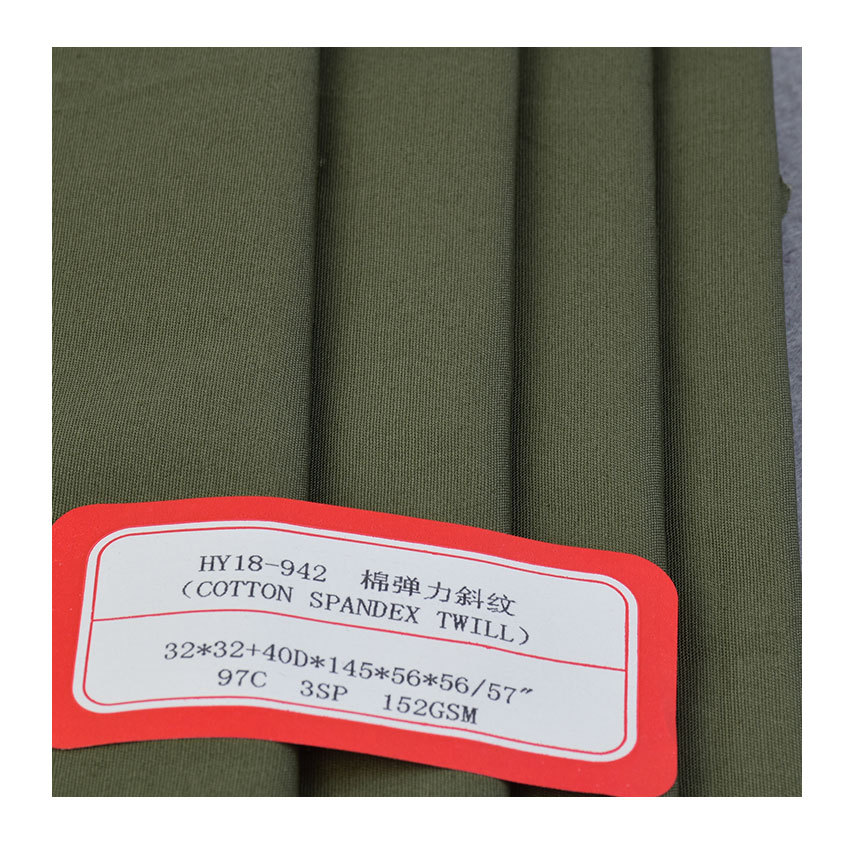 C97 Sp3 Cotton Stretch Twill Weft Stretch Pants Suit Casual Fabric 30*32+40D 152 Grams