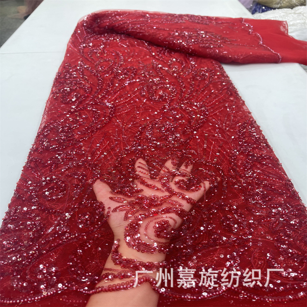 Picture of 2024 Dai clothing new lace totem beads sequins mesh embroidery fabric African lace
