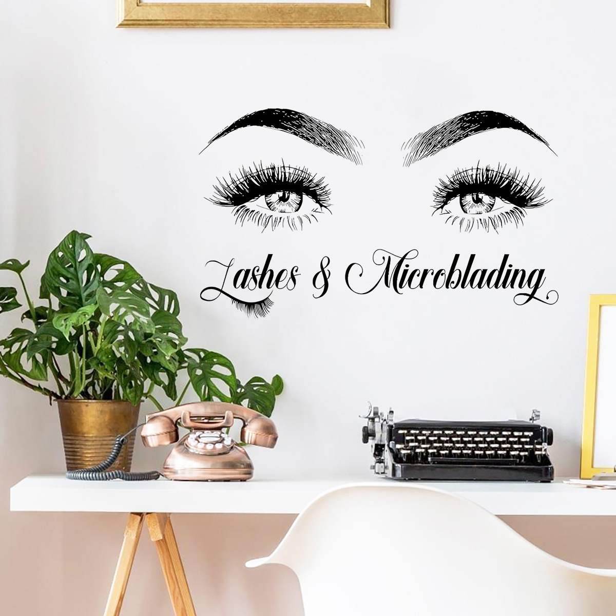 A pair of eyes eyebrows pattern English wall stickers bedroom living room background wall decoration