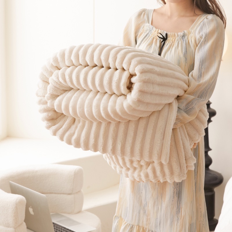 Picture of Light Luxury Rabbit Plush Blanket Sofa Blanket Casual Blanket Autumn and Winter Bedroom Thickeneded Warm Blanket Air Conditioning Nap Bed Sheets