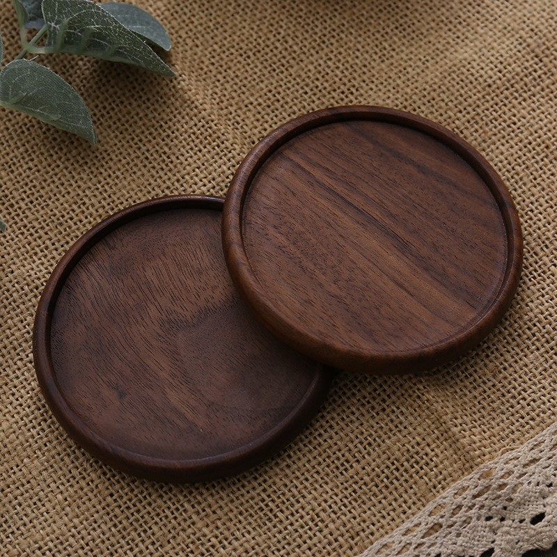 Picture of Creative Wooden Coaster Logo Engraved Fixed Wooden Tea Tray Cup Holder Tea Mat Wooden Tea Holder Japanese Heat Insulation Mat
