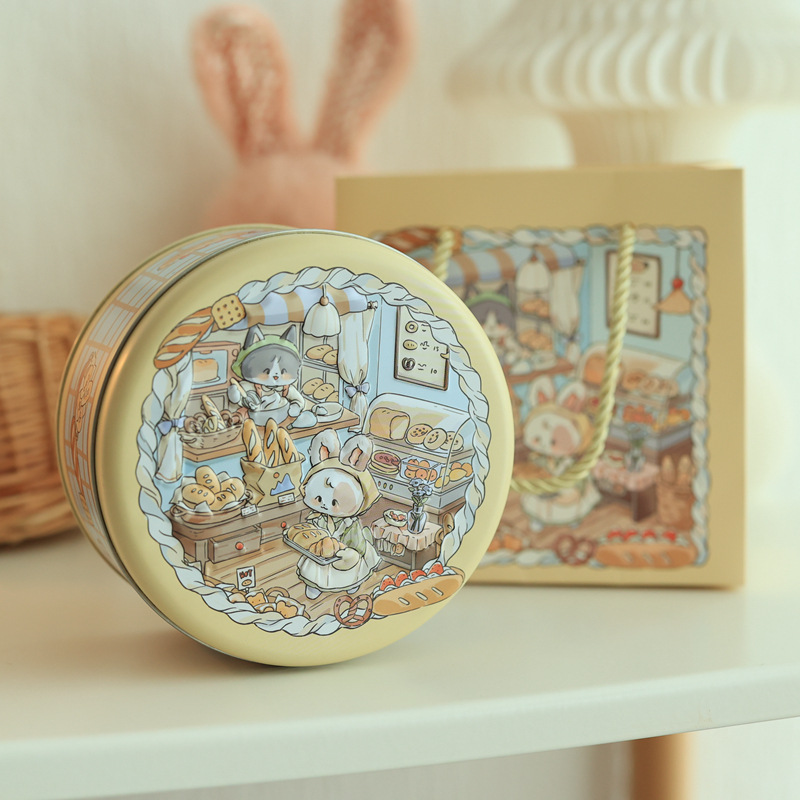 Picture of Factory direct ins marble medium cookies candy round tinplate box packaging box candy box