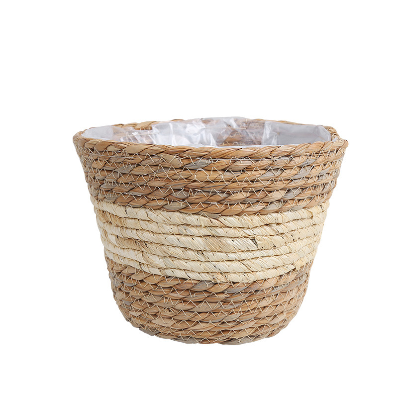 Picture of Cross-border Hot Sale Straw Rattan Flower Basket Creative Home Woven Basket Balcony Living Room Decoration Green Plant Potted Flower Pot