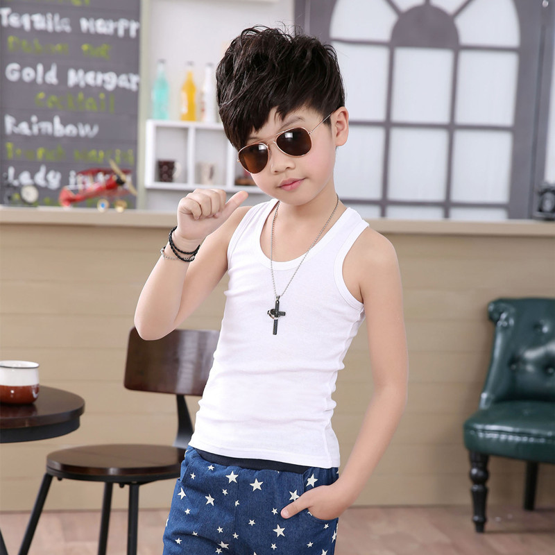 Picture of Children's Cotton Boys' I-shaped Hurdle Girls' Small Camisole Underwear Summer Girls' Undershirt