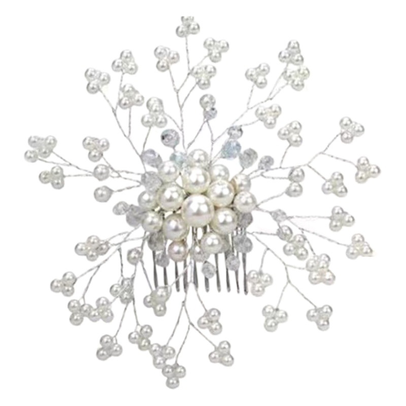AliExpress cross-border hot alloy rhinestone hair comb comb Diamond Pearl bride headdress hair accessories