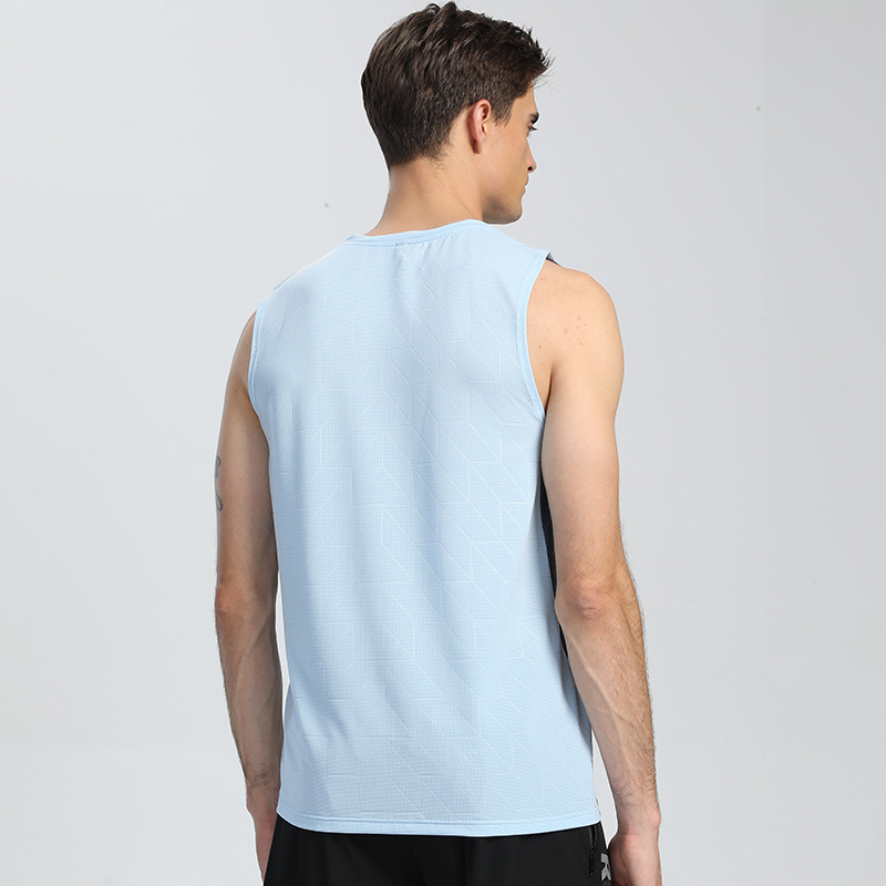 Picture of European and American Cross-border Dark Flower Reflective Strip Sports Quick-drying Vest Men's Color-block Printing Multicolor Fitness Sweat-absorbent Sleeveless Short Sleeve
