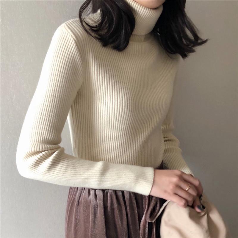 Turtleneck Knitwear Women's Inner Layering Shirt Autumn and Winter 2024 New Long-Sleeved Warm Slim Pure Color Knitwear Tight