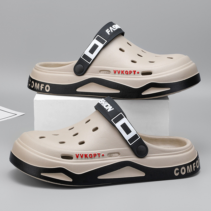 Picture of Eva Sandals Men's Summer Breathable New Lightweight Soft Bottom Baotou Croc Shoes Men's Slippers Two-Purpose Beach Shoes Wholesale