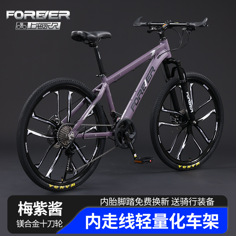 Picture of Cross-border wholesale permanent brand mountain bike high carbon steel road racing 24-inch aluminum alloy all-in-one wheel bike
