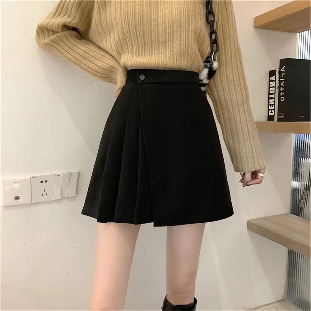 Picture of 2024 New Korean style pear-shaped A- line short skirt winter with sweater jk pleated brown skirt for women autumn and winter