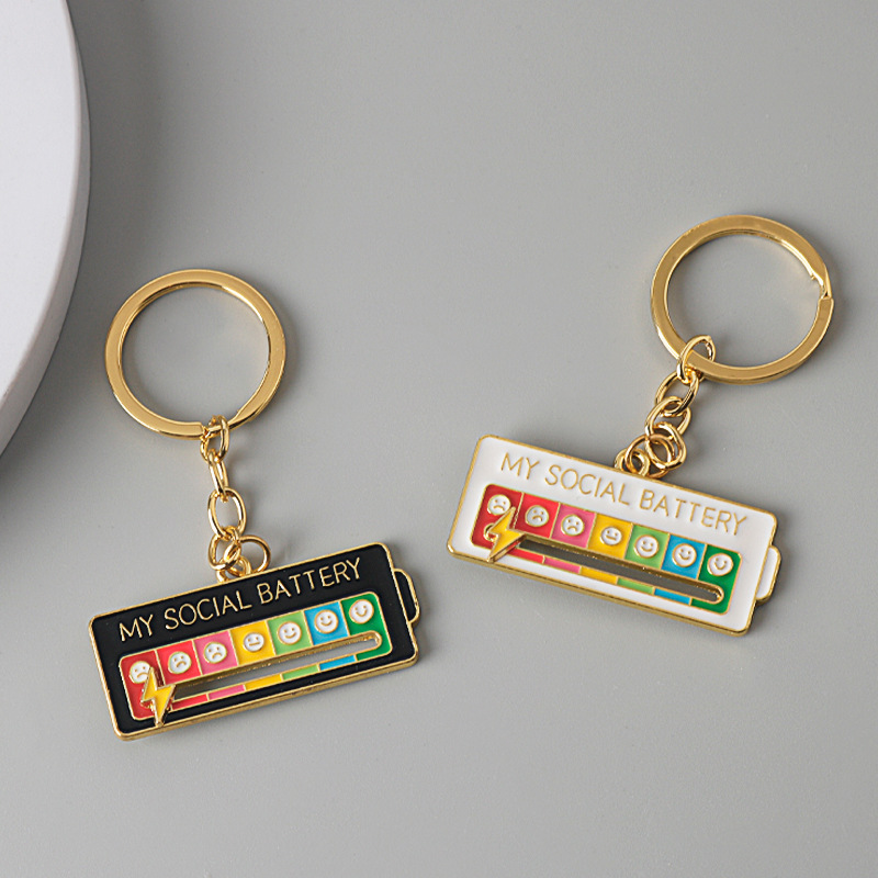 Picture of Cross-border hot selling cartoon creative emotion management adjustable mood expression keychain my social power necklace