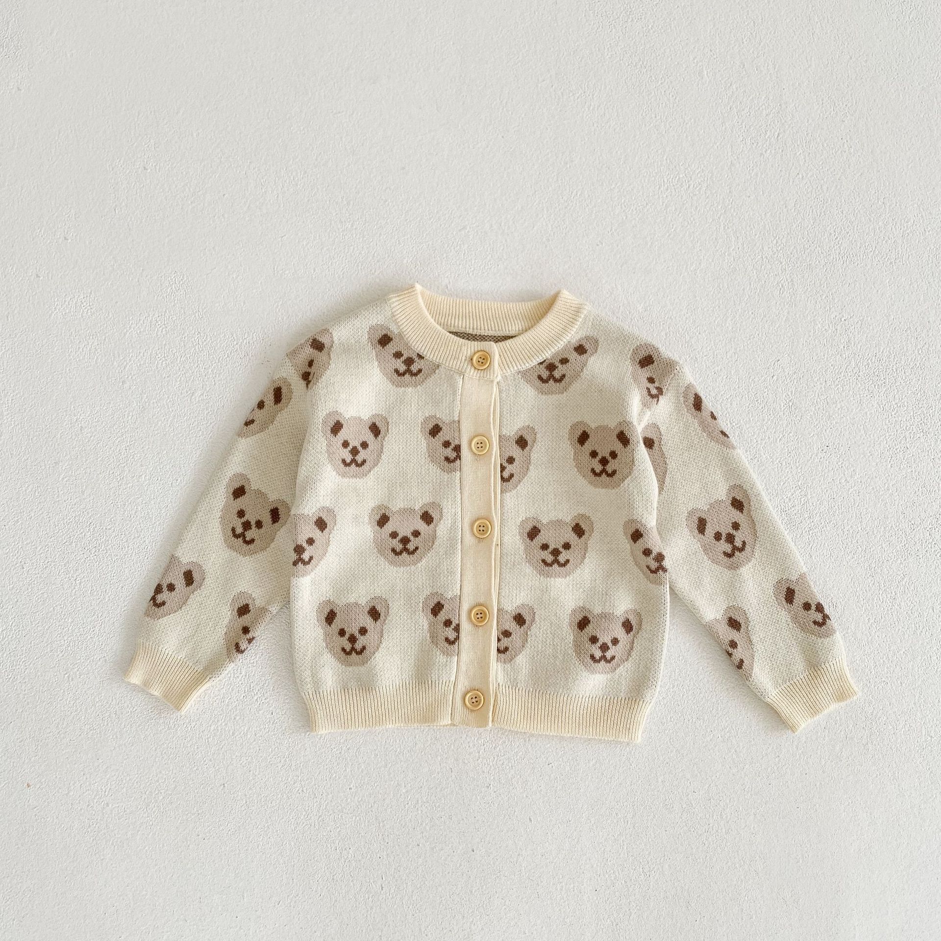 Picture of 2025 Autumn Infants and Young Kidsren 0-3 Years Old Male and Female Baby Bear Jacquard Knitted Long-Sleeved Sweater Jacket Cardigan