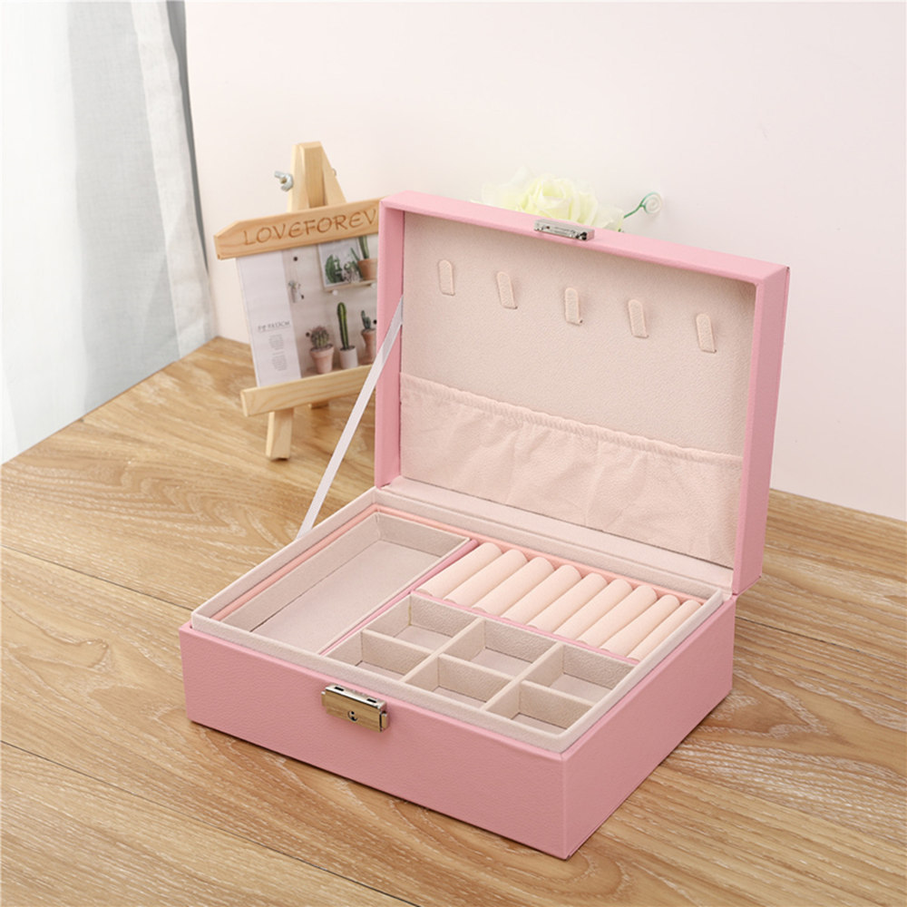 Picture of Jewelry Storage Box Pu Large Capacity Jewelry Packaging Earrings Necklace Portable Travel Jewelry Box Wholesale Zipper