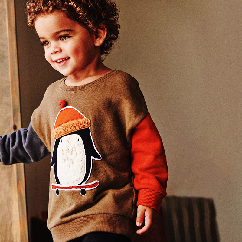 Picture of European and American style children's sweater autumn new round neck cartoon boy's long sleeve sweater shirt children's embroidered top