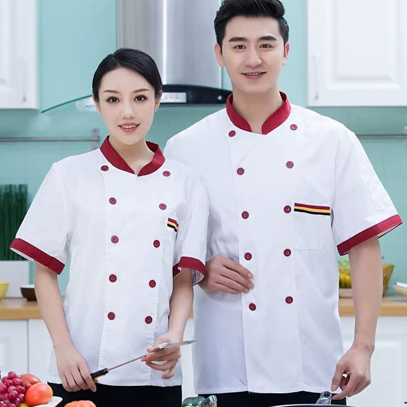 Picture of Restaurant Canteen Kitchen Clothing, Hotel Chef Work Clothes, Summer Clothing, Hotel Short-Sleeved Chef Clothes, Custom Made