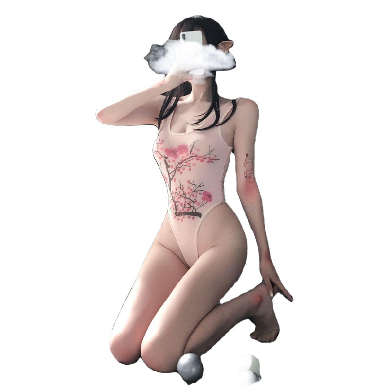 Sexy Underwear Sexy Hot Foot-free Underwear Abnormal Open-file Conjoined Full-body Sling Lace Mesh Temptation