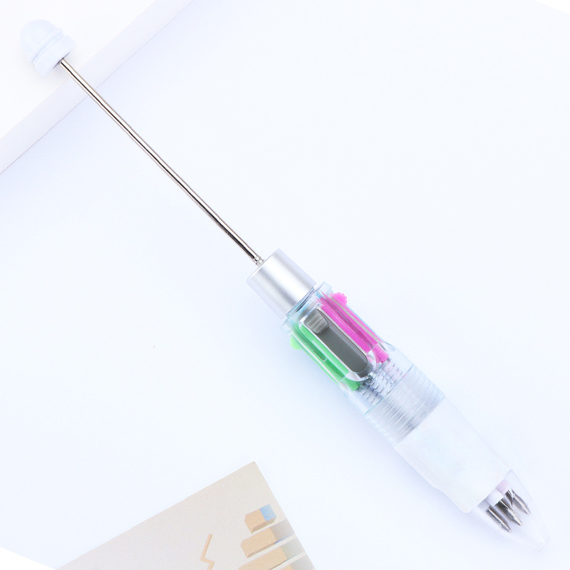 Picture of Factory Direct four-color beaded pen DIY multi-color refill ballpoint pen key mark press plastic gift pen